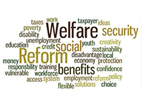 Image of words relating to welfare and benefits